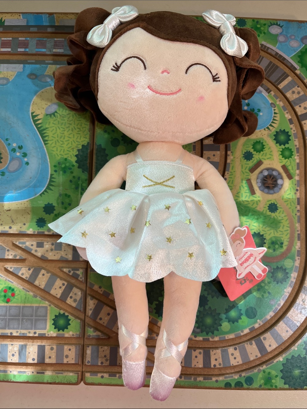 Plush Ballerina Doll in White Dress - Kids Toy